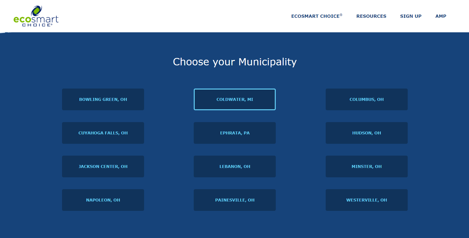 EcoSmart Choice: choose your municipality